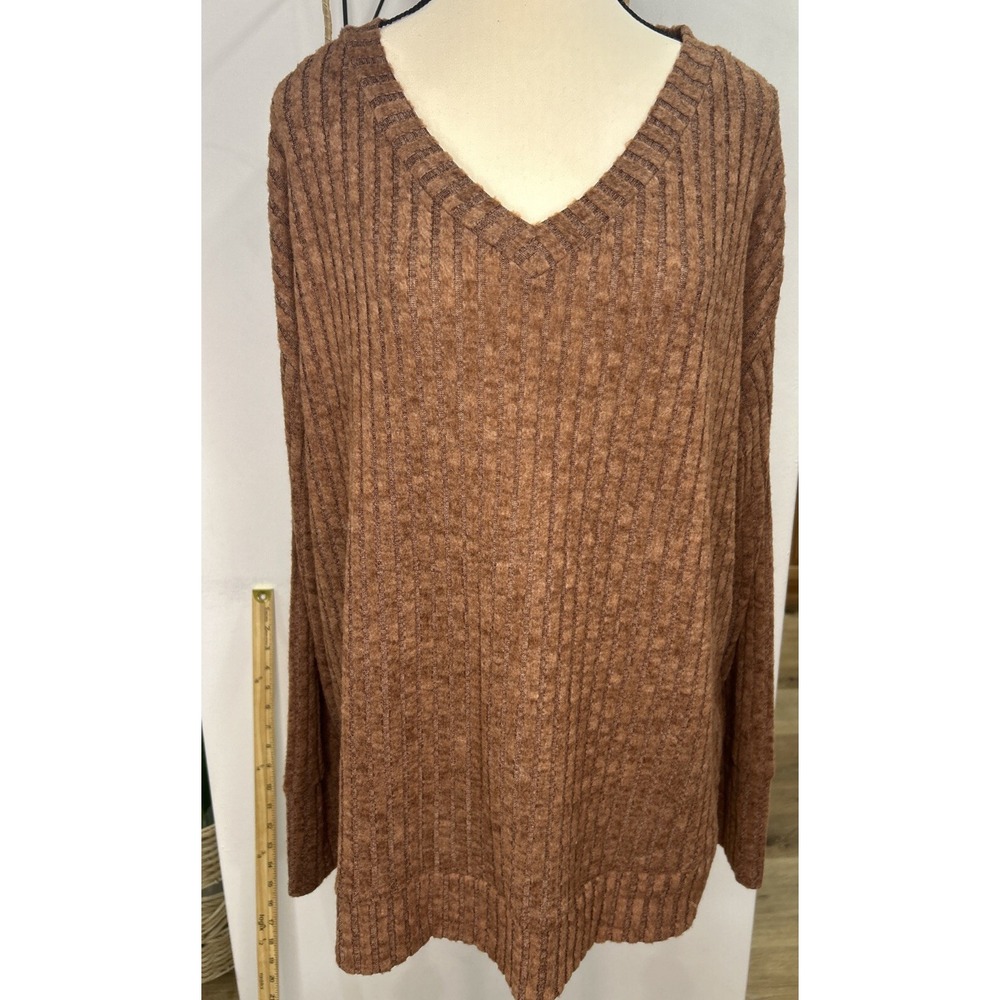 ANRABESS Sweater Dress Women's Size XL V-neck Long Sleeve Brown Color - Picture 2 of 9